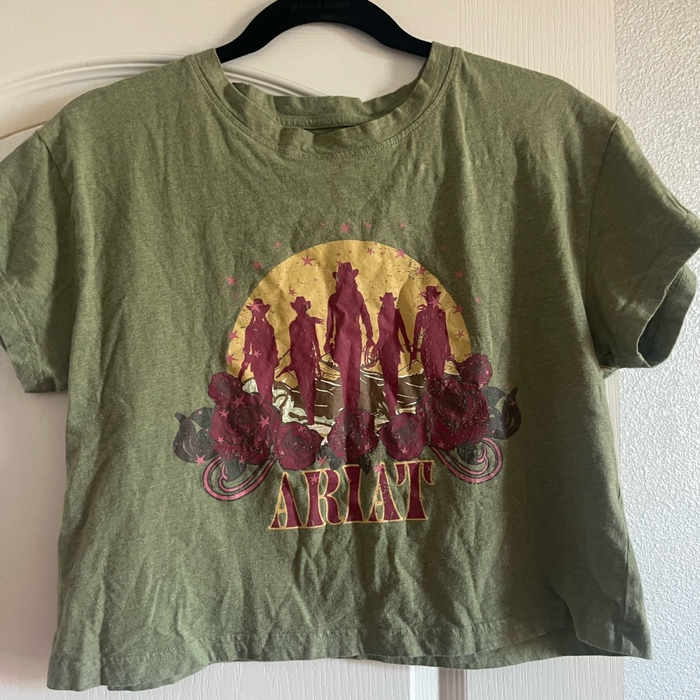 Ariat Olive Boxy Crop Tee - Picture 2 of 3